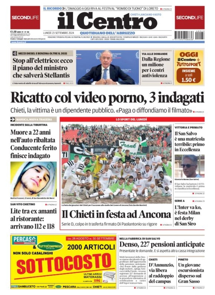 anteprima della prima pagina di il-centro-chieti del 23/09/2024