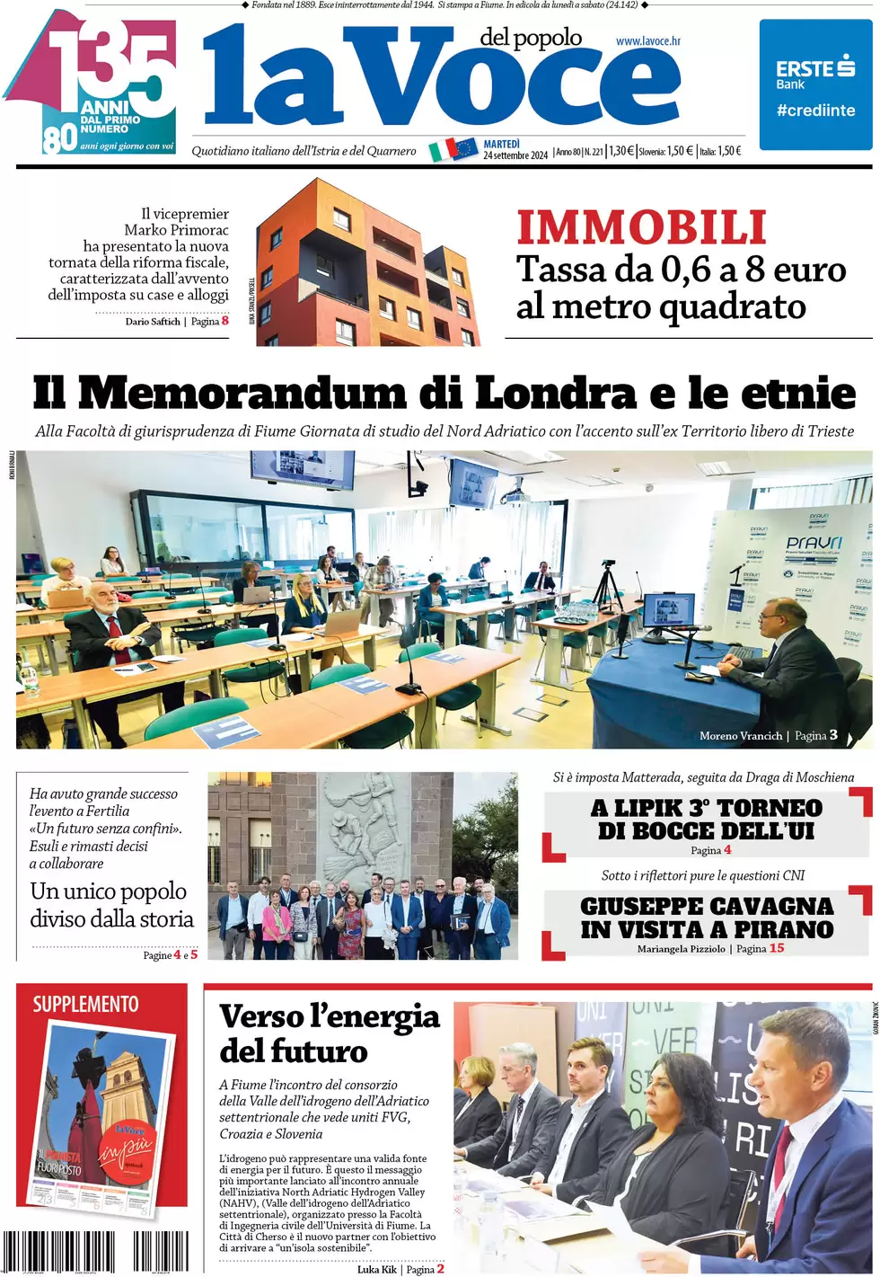 anteprima della prima pagina di la-voce-del-popolo del 24/09/2024
