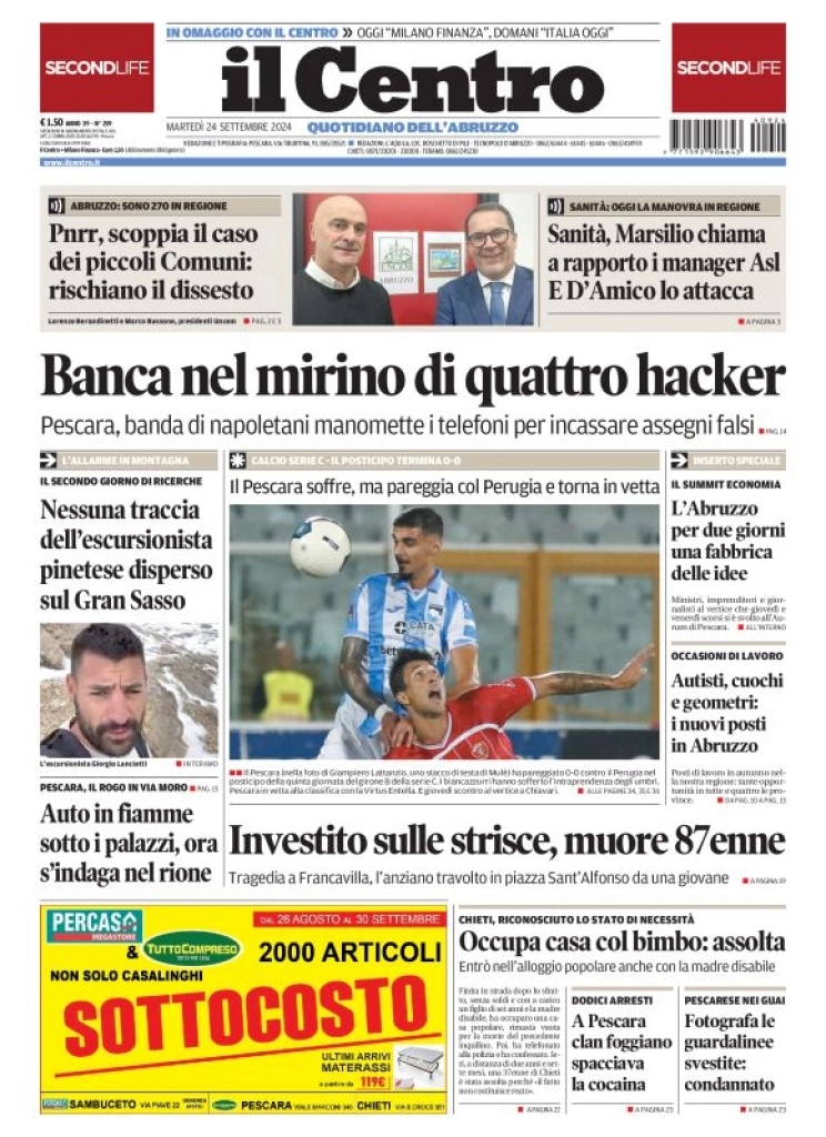 anteprima della prima pagina di il-centro-pescara del 24/09/2024