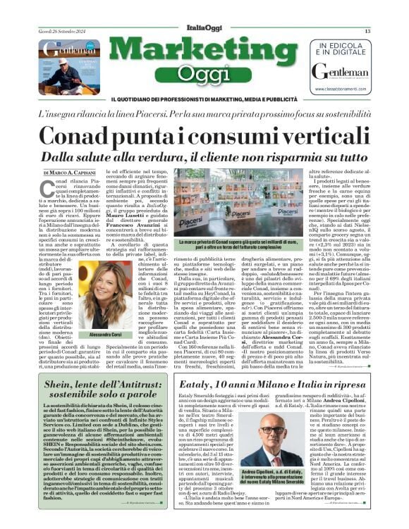 anteprima della prima pagina di marketing-oggi del 26/09/2024