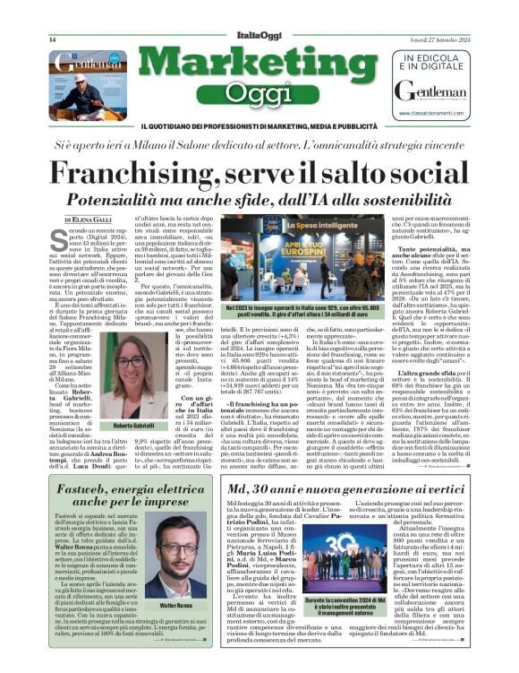 anteprima della prima pagina di marketing-oggi del 27/09/2024
