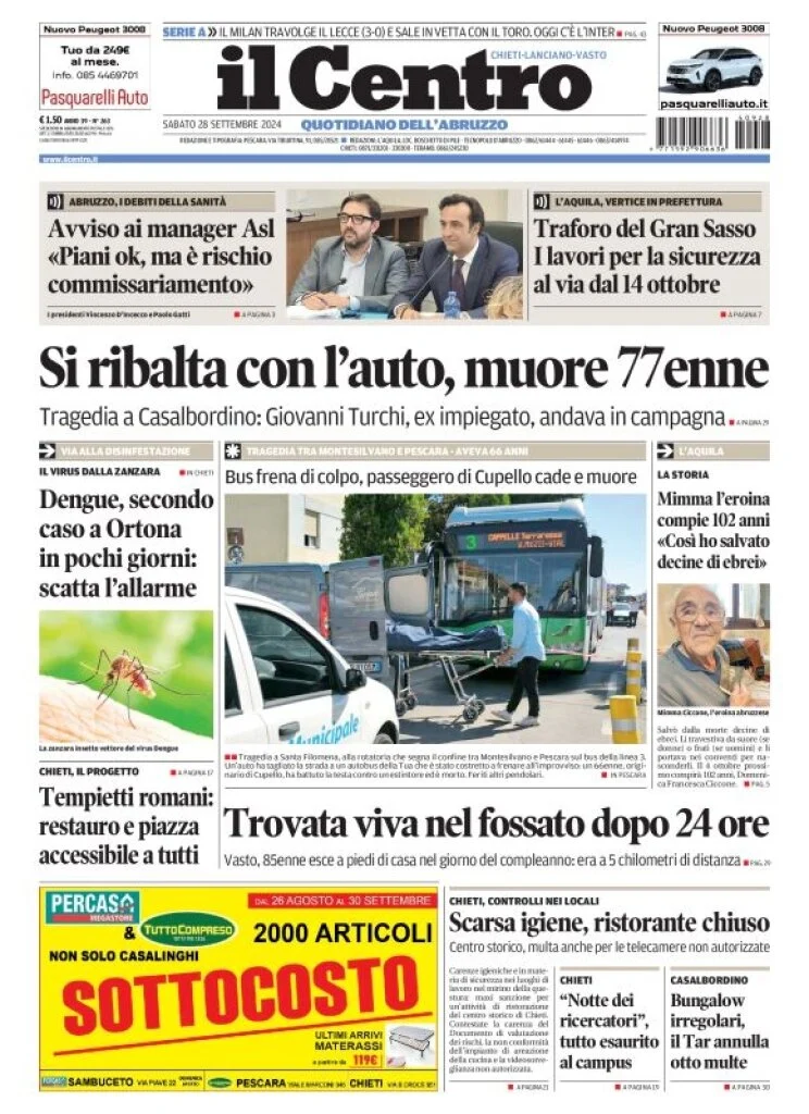 anteprima della prima pagina di il-centro-chieti del 28/09/2024