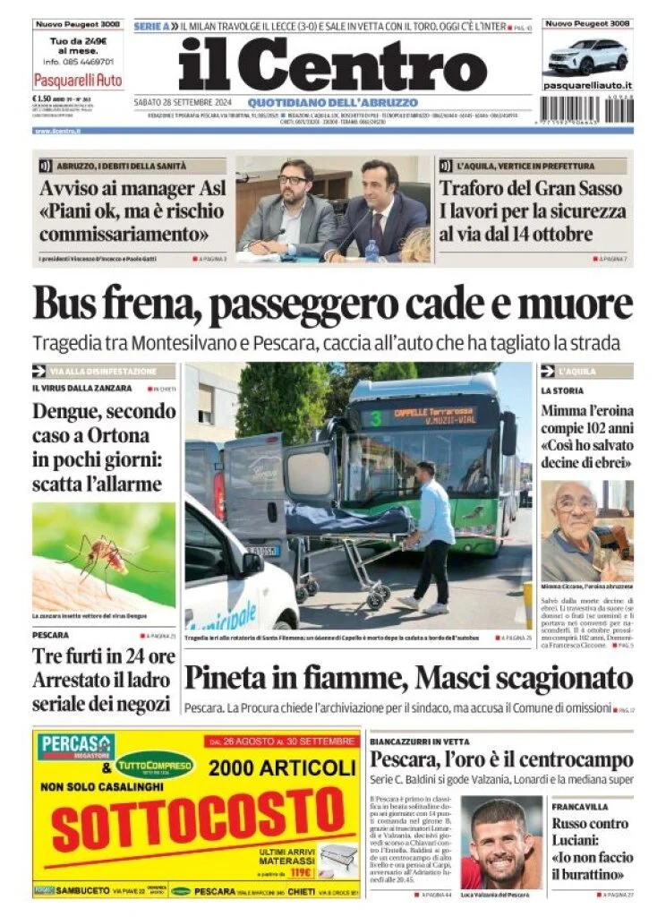anteprima della prima pagina di il-centro-pescara del 28/09/2024