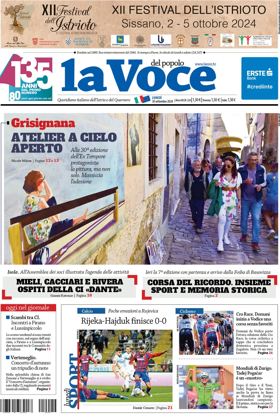 anteprima della prima pagina di la-voce-del-popolo del 30/09/2024