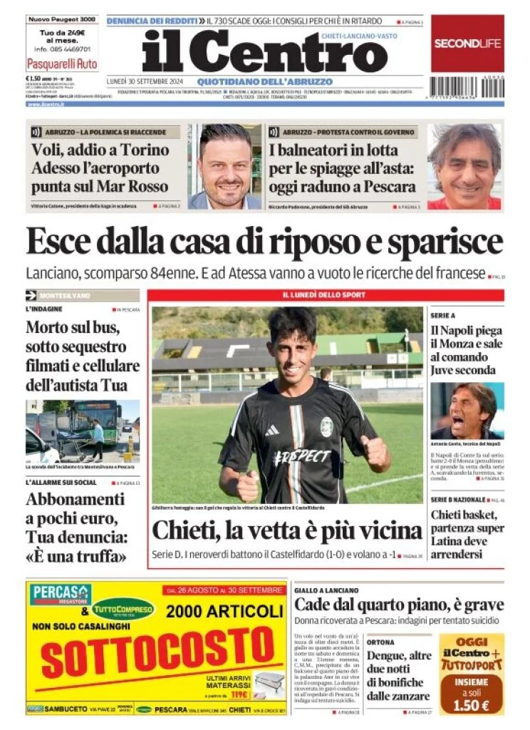 anteprima della prima pagina di il-centro-chieti del 30/09/2024