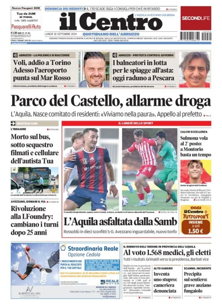 anteprima della prima pagina di il-centro-laquila del 30/09/2024