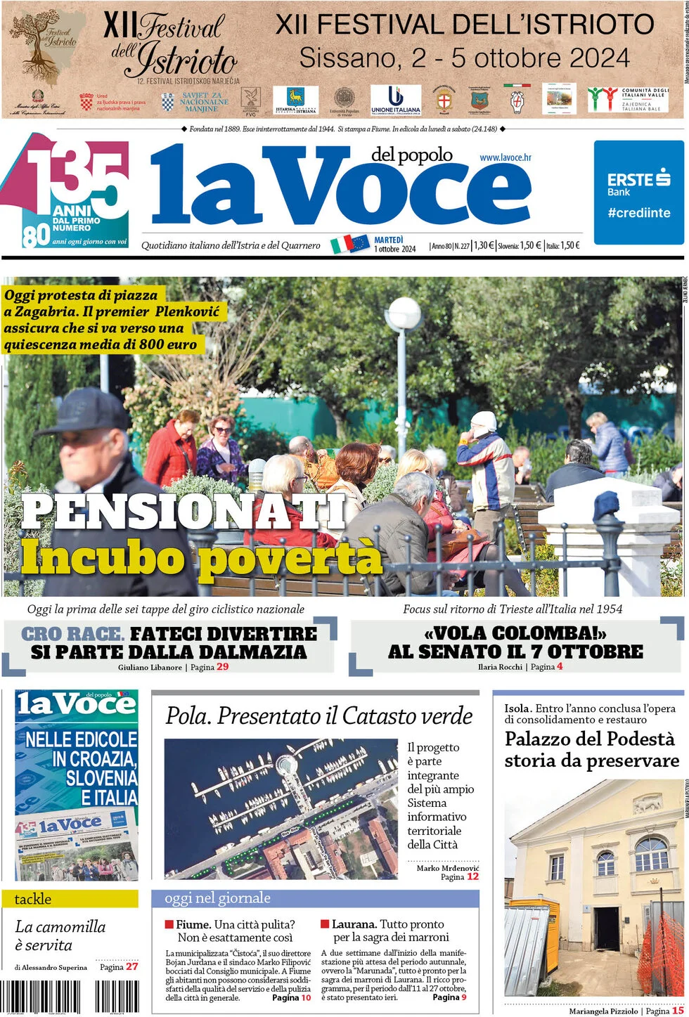 anteprima della prima pagina di la-voce-del-popolo del 01/10/2024