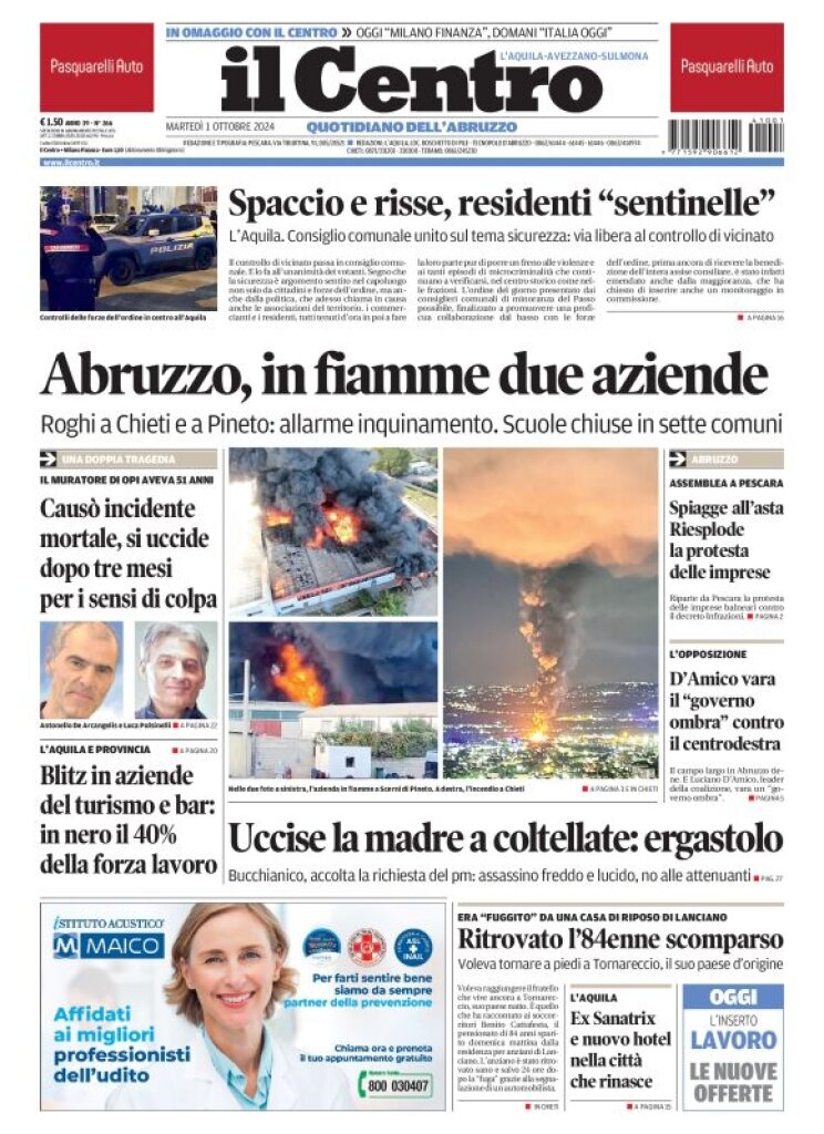 anteprima della prima pagina di il-centro-laquila del 01/10/2024