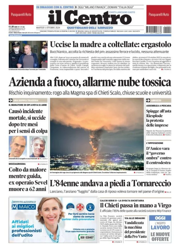 anteprima della prima pagina di il-centro-chieti del 01/10/2024