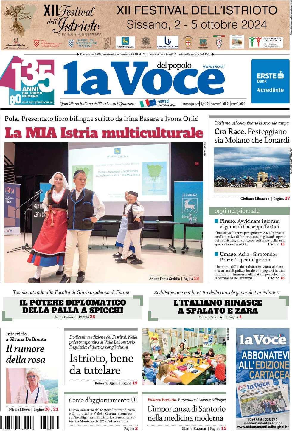 anteprima della prima pagina di la-voce-del-popolo del 03/10/2024