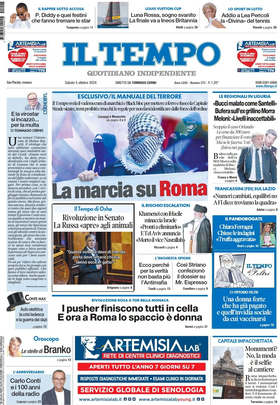 anteprima della prima pagina di il-tempo del 05/10/2024