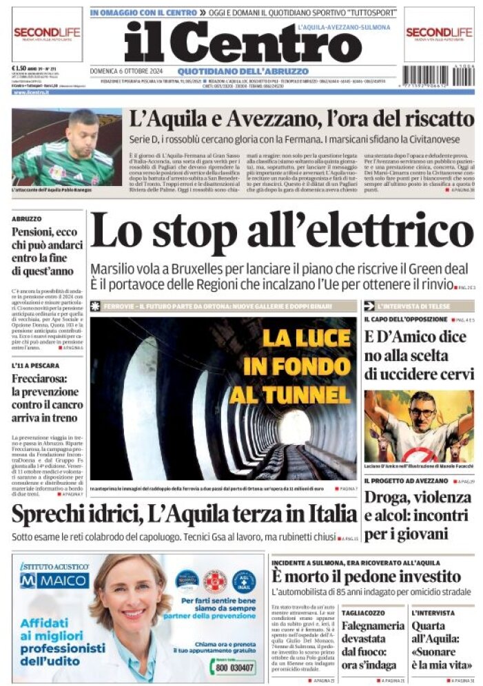 anteprima della prima pagina di il-centro-laquila del 06/10/2024