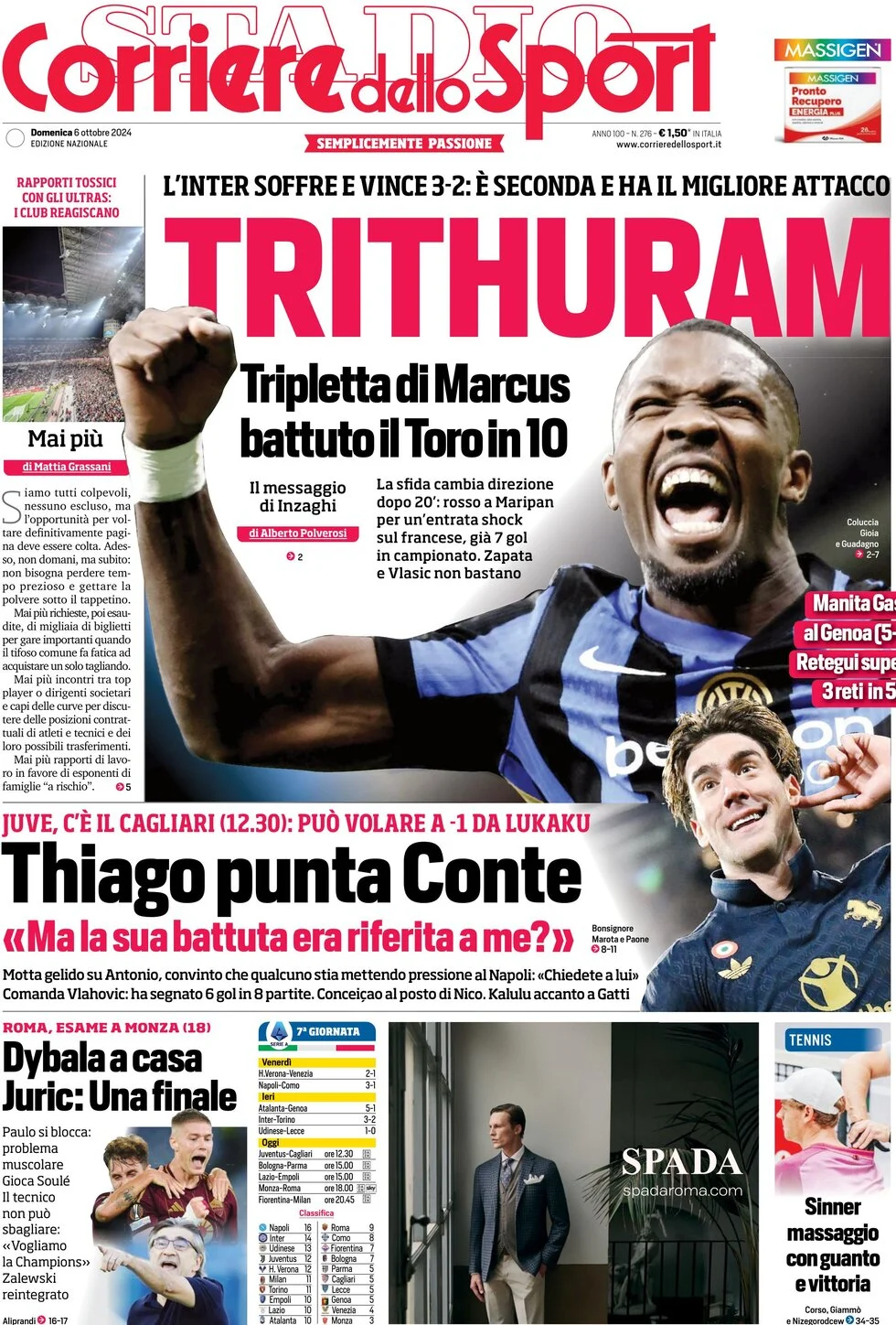 anteprima della prima pagina di corriere-dello-sport del 06/10/2024