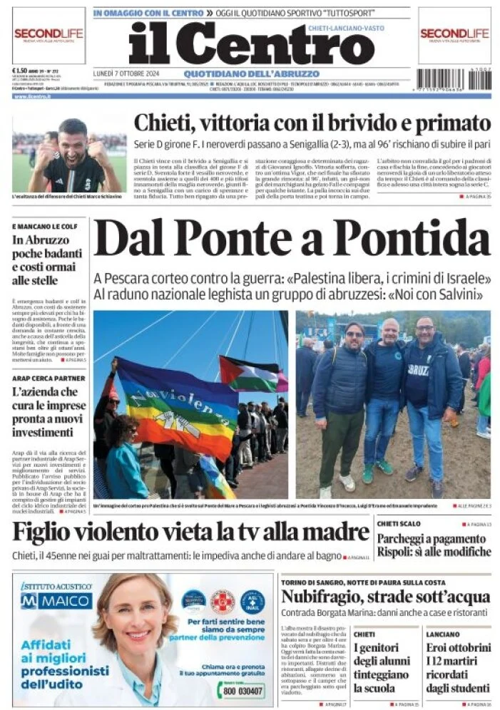 anteprima della prima pagina di il-centro-chieti del 07/10/2024