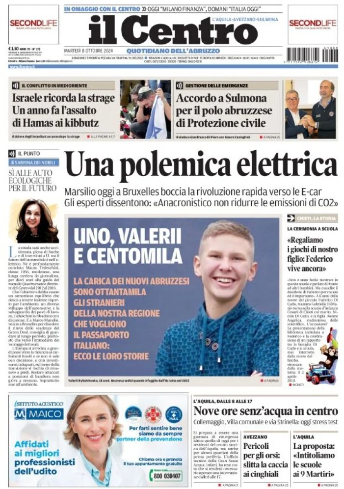 anteprima della prima pagina di il-centro-laquila del 08/10/2024