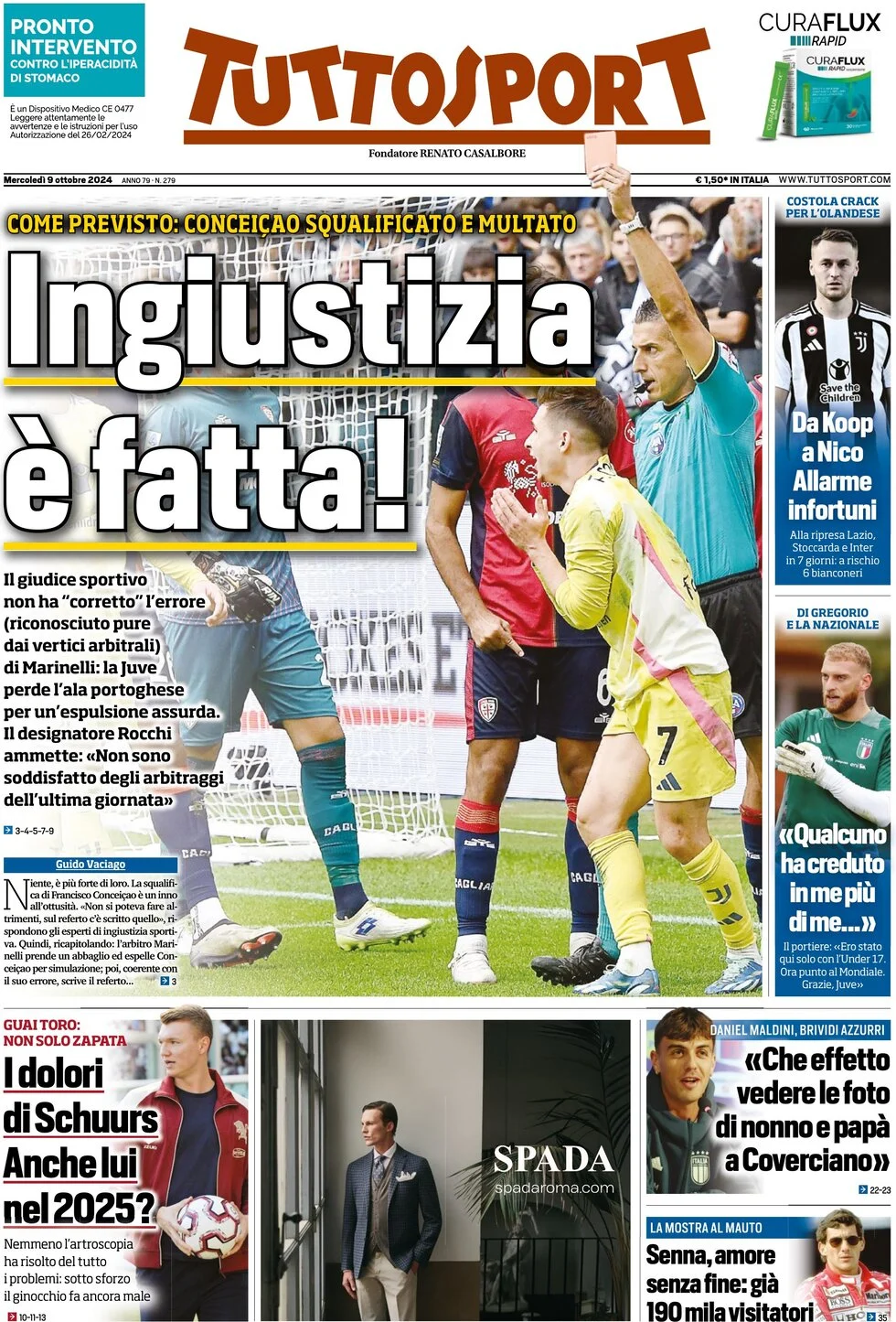 anteprima della prima pagina di tuttosport del 09/10/2024