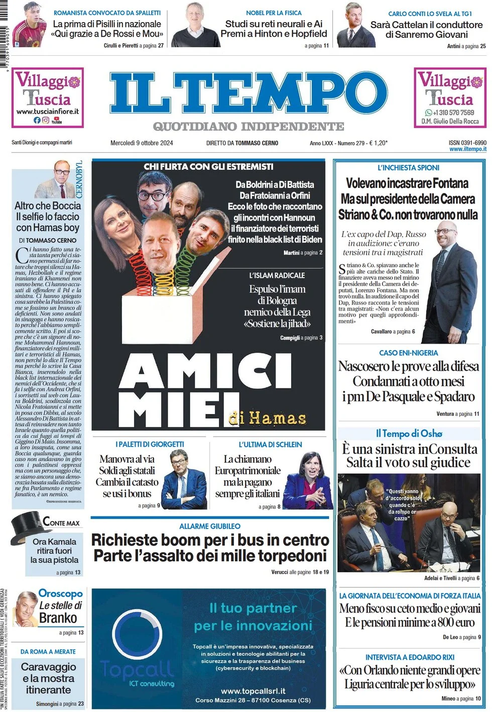 anteprima della prima pagina di il-tempo del 09/10/2024