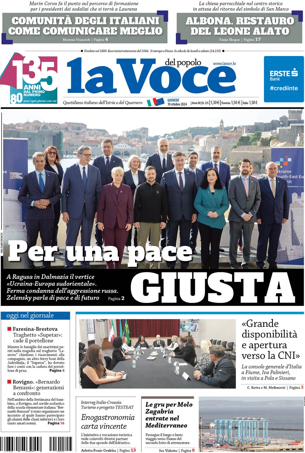 anteprima della prima pagina di la-voce-del-popolo del 10/10/2024