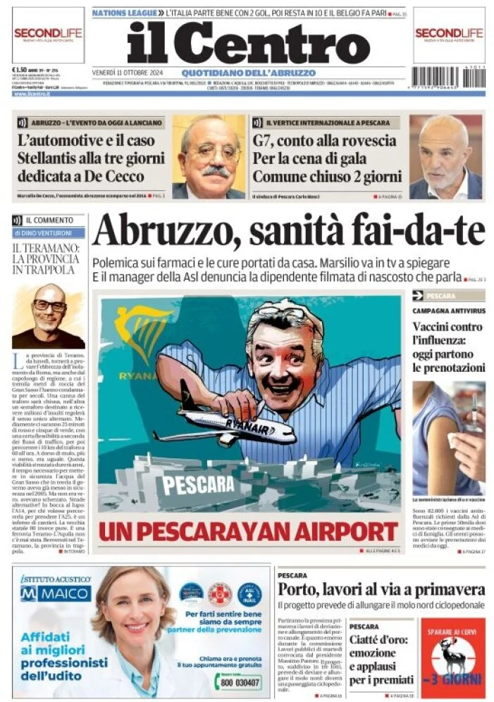 anteprima della prima pagina di il-centro-pescara del 11/10/2024