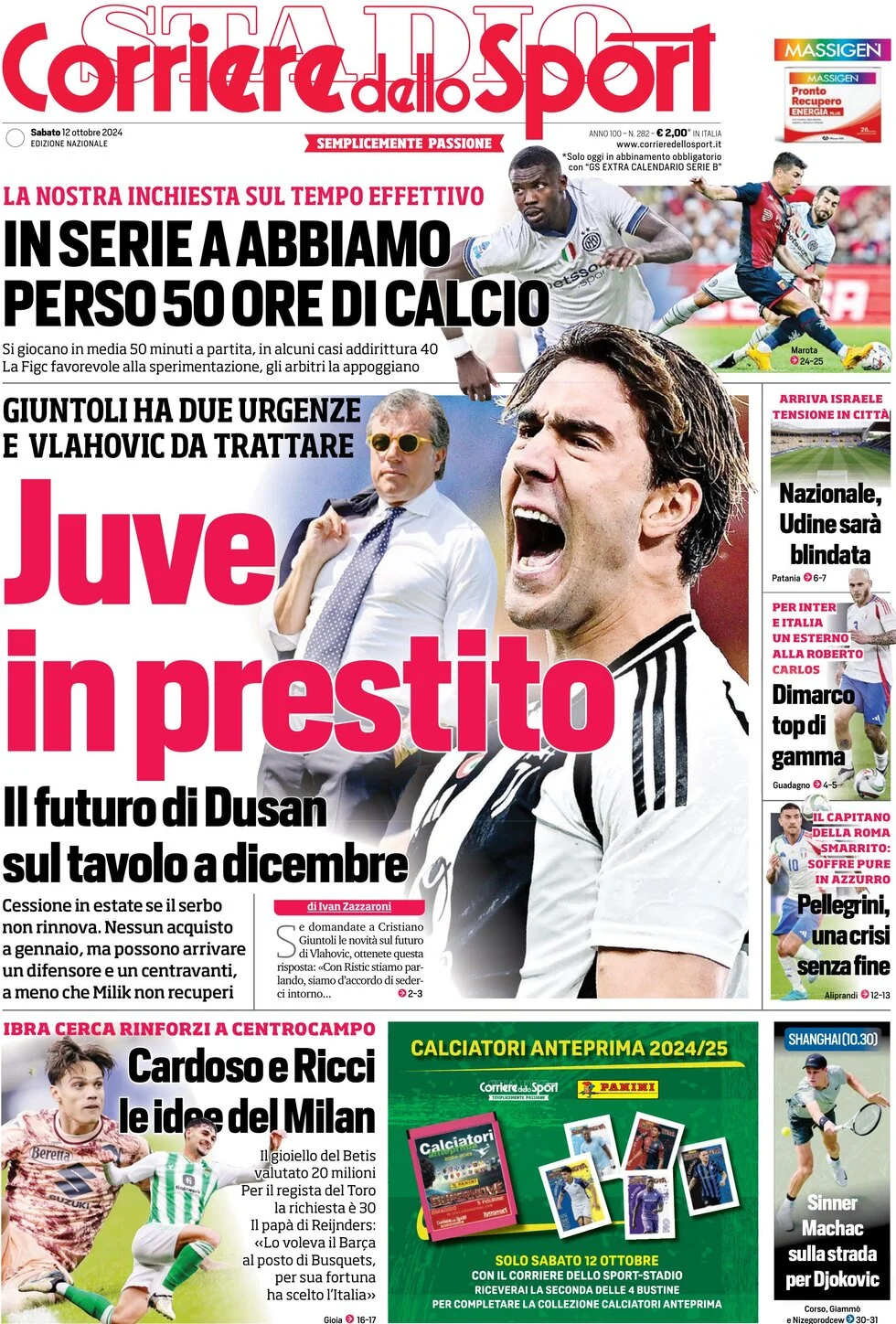 anteprima della prima pagina di corriere-dello-sport del 12/10/2024