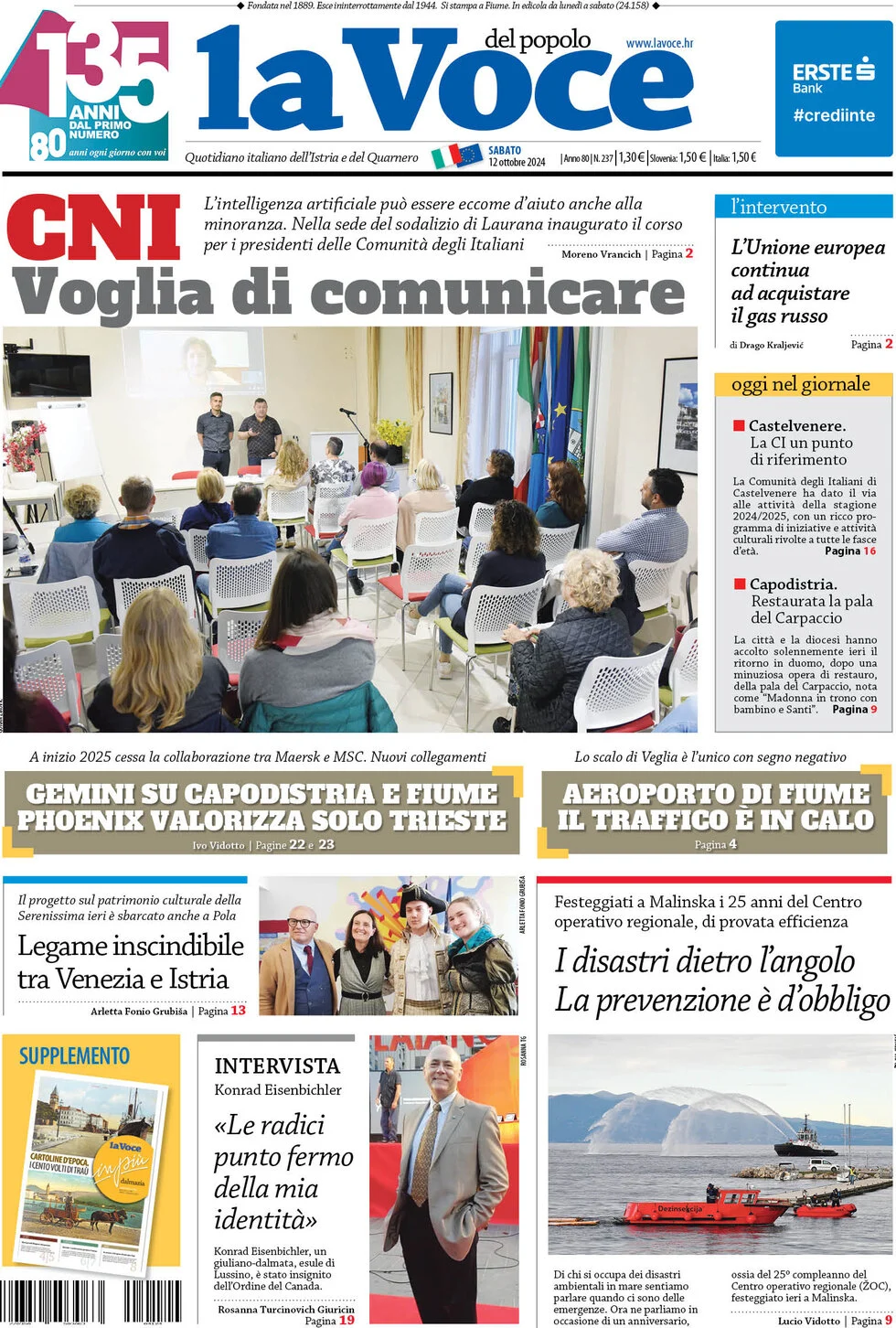 anteprima della prima pagina di la-voce-del-popolo del 12/10/2024