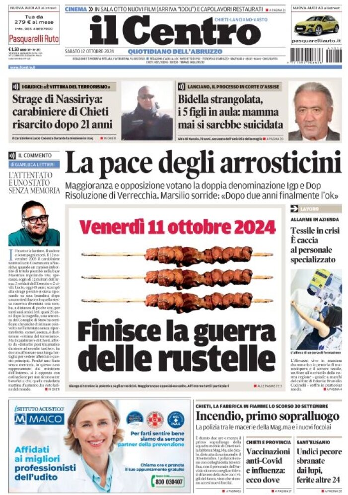anteprima della prima pagina di il-centro-chieti del 12/10/2024