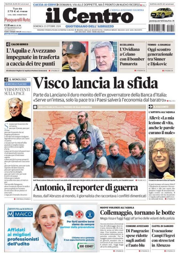 anteprima della prima pagina di il-centro-laquila del 13/10/2024