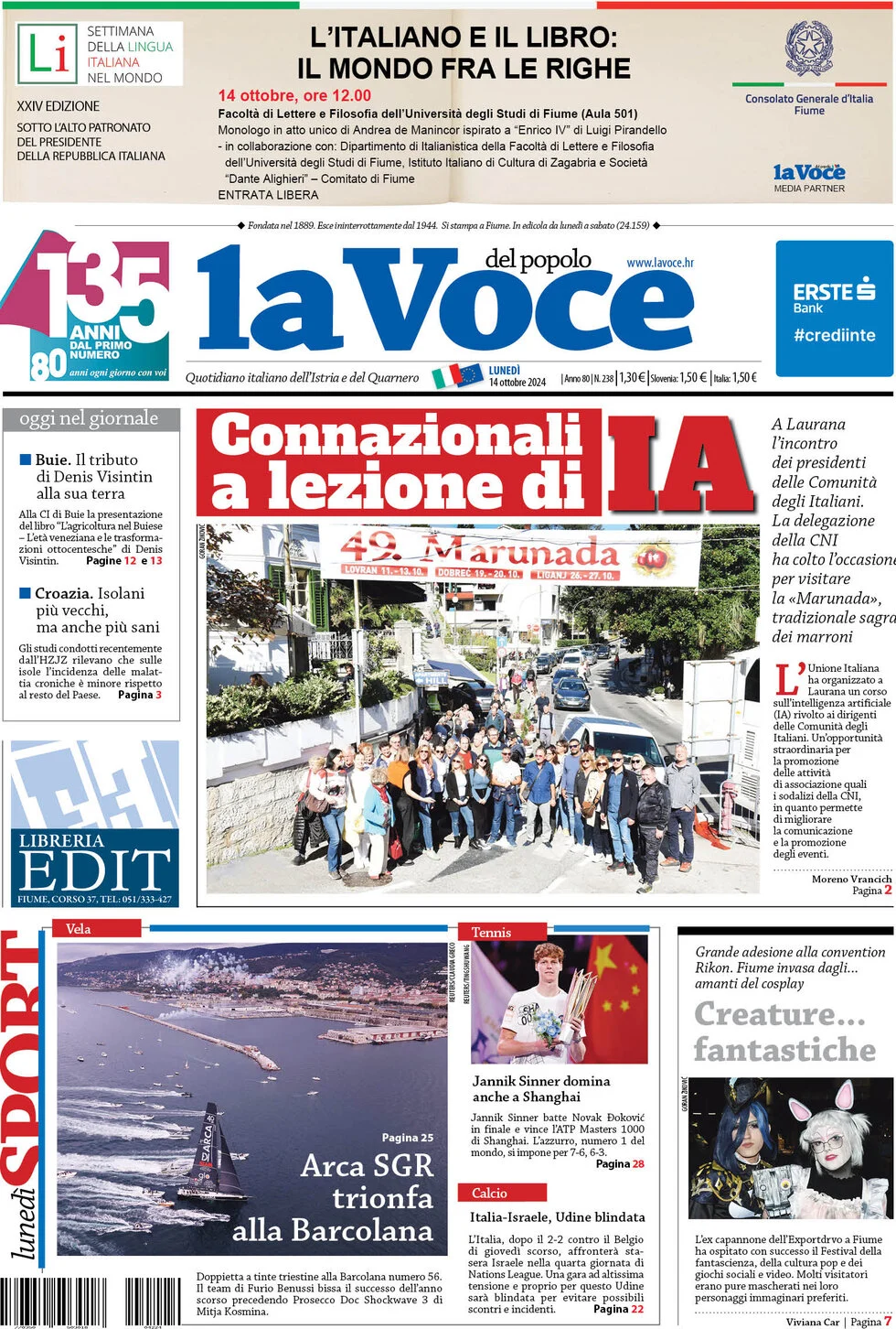 anteprima della prima pagina di la-voce-del-popolo del 14/10/2024