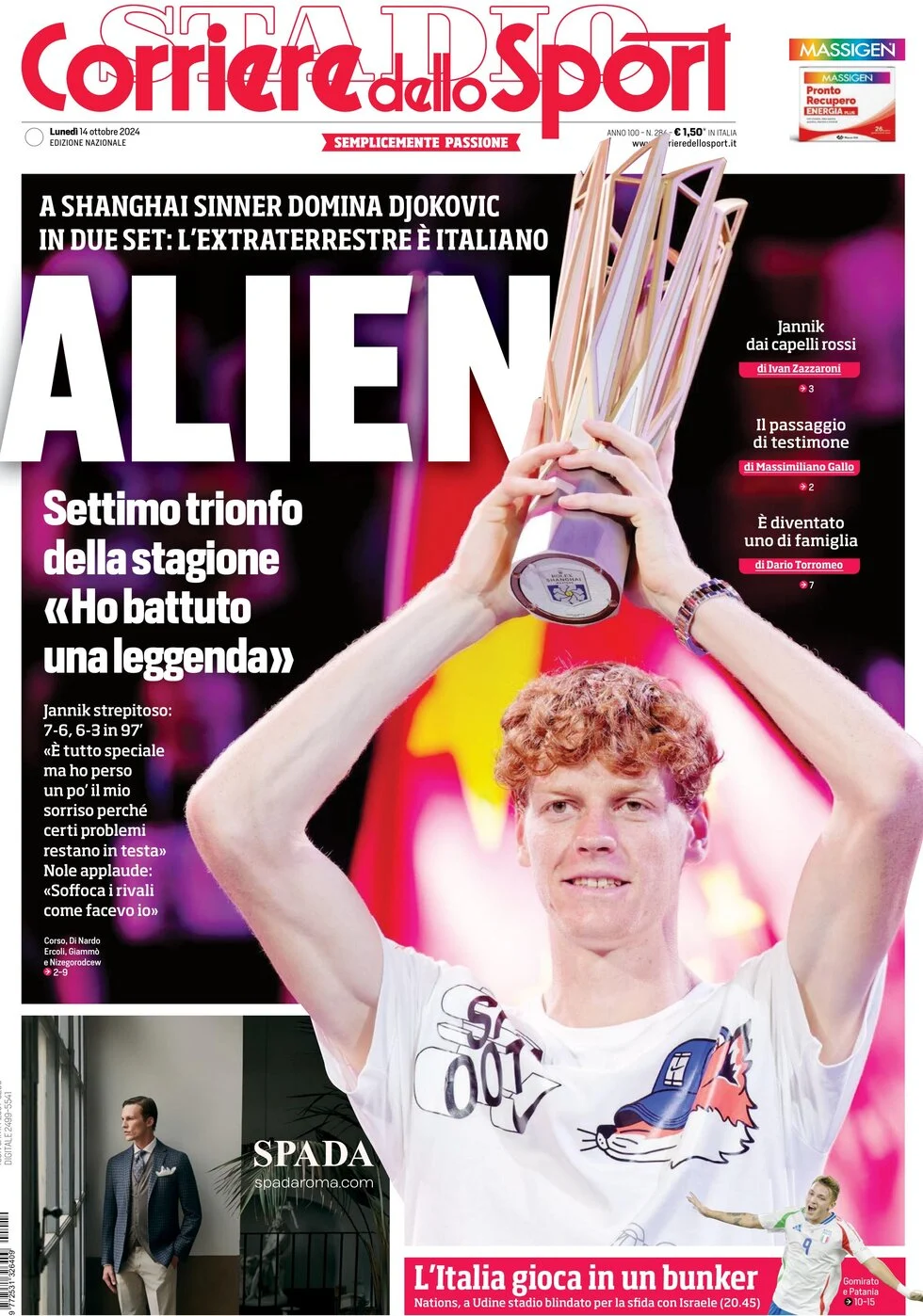 anteprima della prima pagina di corriere-dello-sport del 14/10/2024