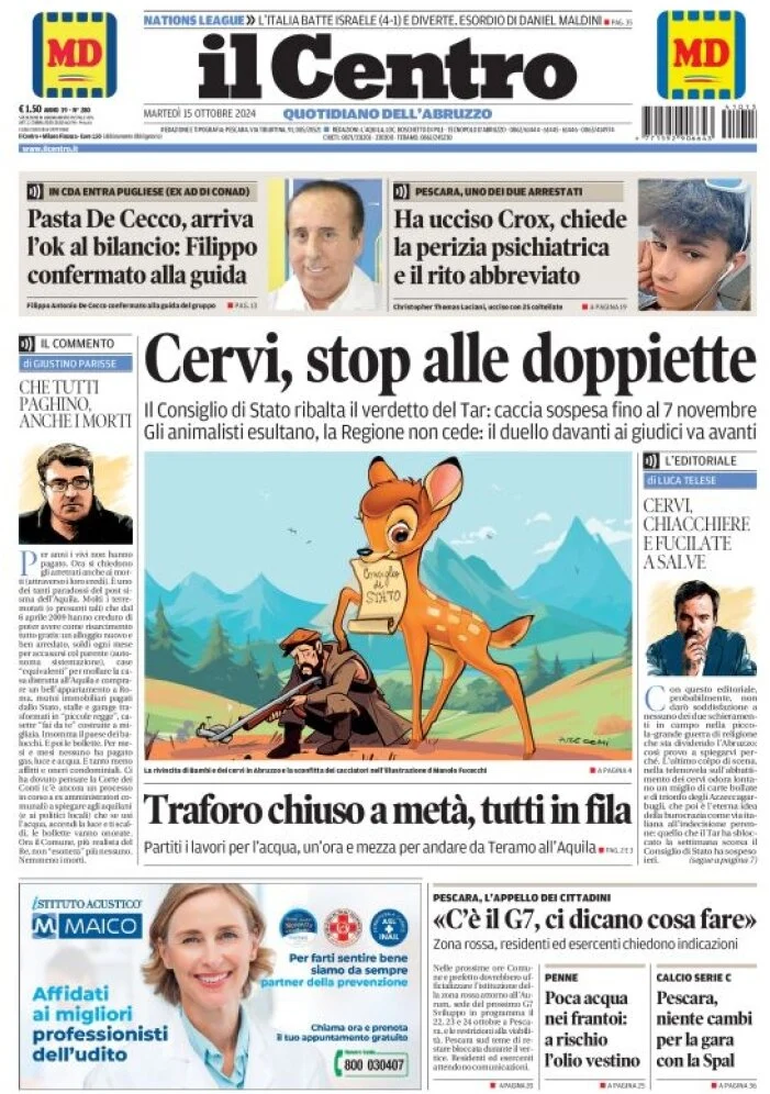 anteprima della prima pagina di il-centro-pescara del 15/10/2024