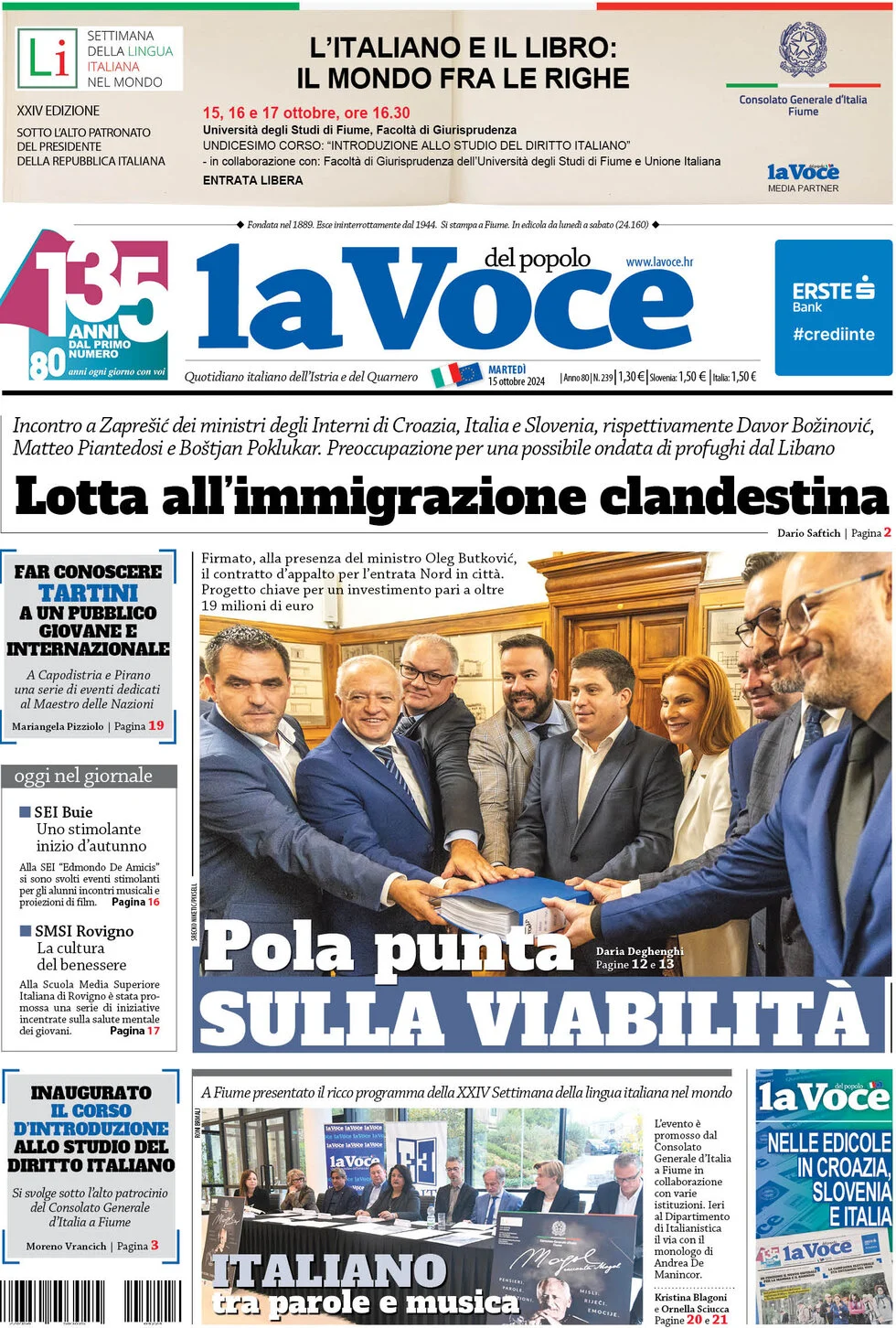 anteprima della prima pagina di la-voce-del-popolo del 15/10/2024