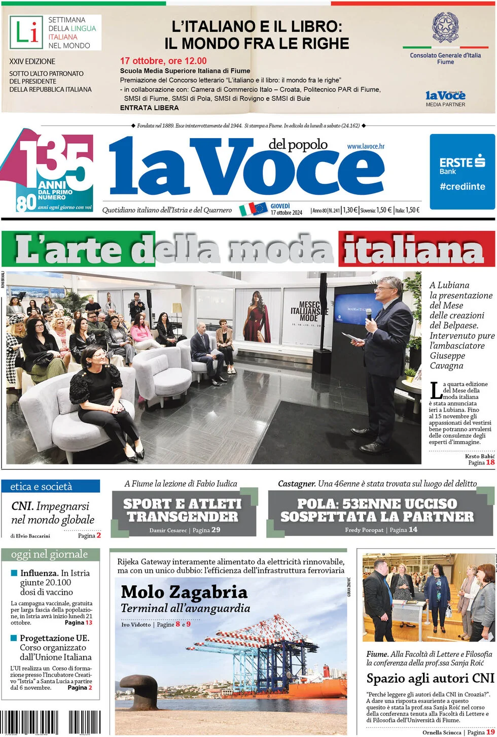 anteprima della prima pagina di la-voce-del-popolo del 17/10/2024