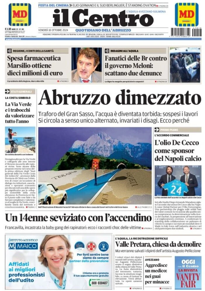anteprima della prima pagina di il-centro-laquila del 18/10/2024