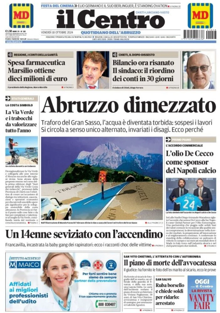 anteprima della prima pagina di il-centro-chieti del 18/10/2024