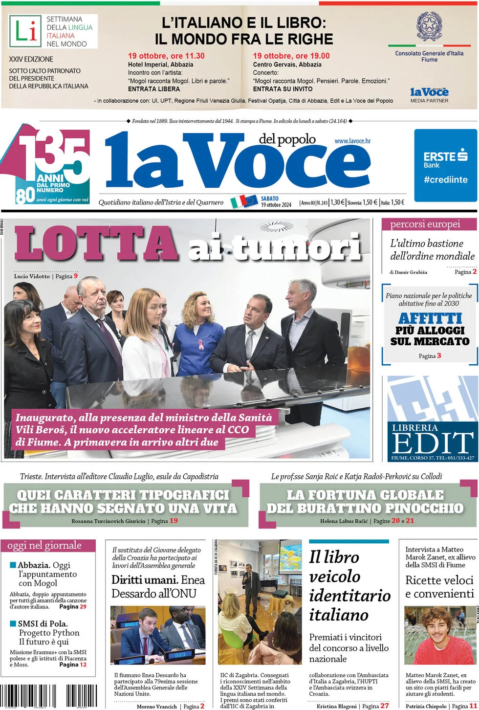 anteprima della prima pagina di la-voce-del-popolo del 19/10/2024