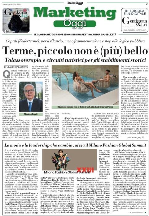 anteprima della prima pagina di marketing-oggi del 19/10/2024