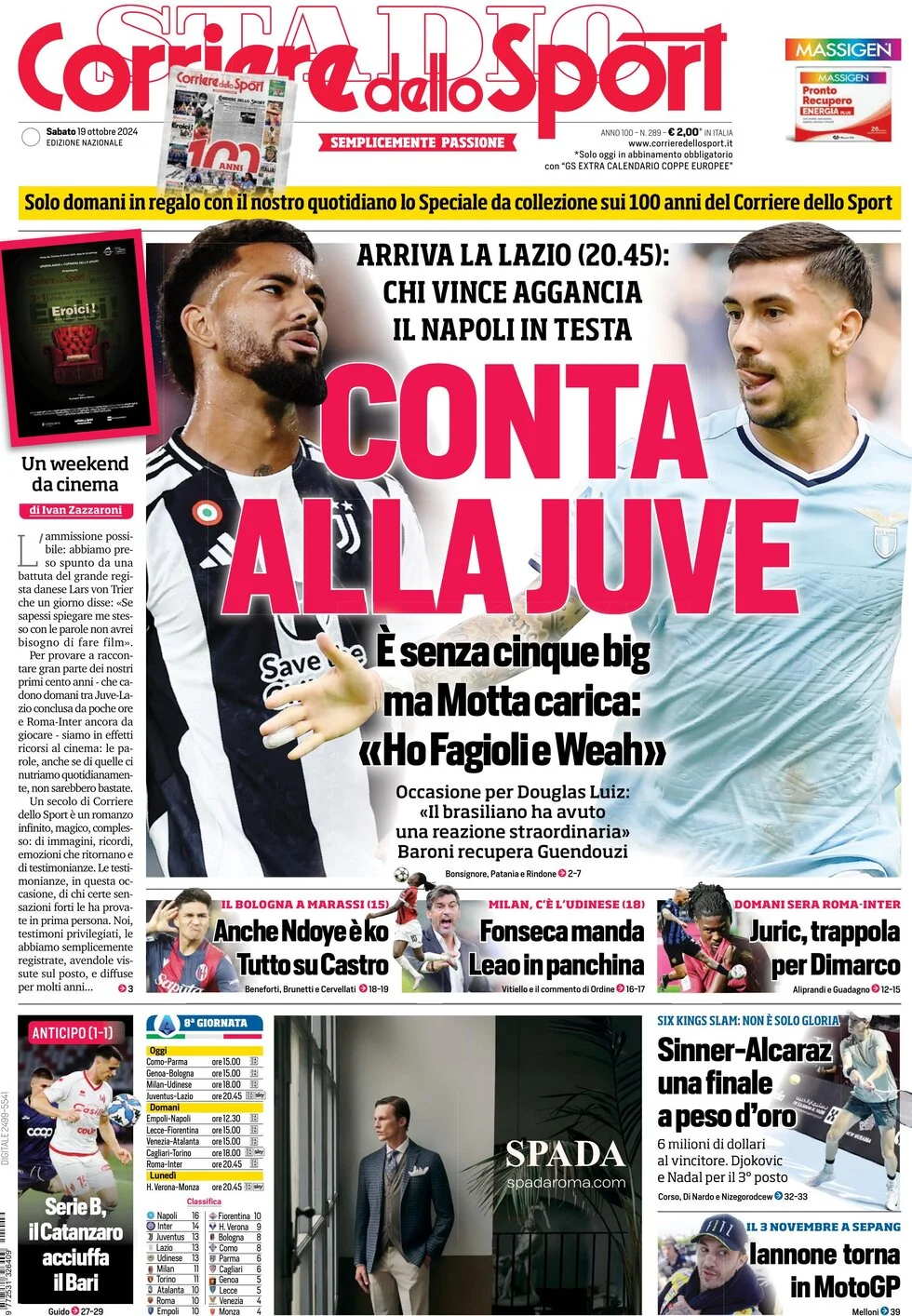 anteprima della prima pagina di corriere-dello-sport del 19/10/2024
