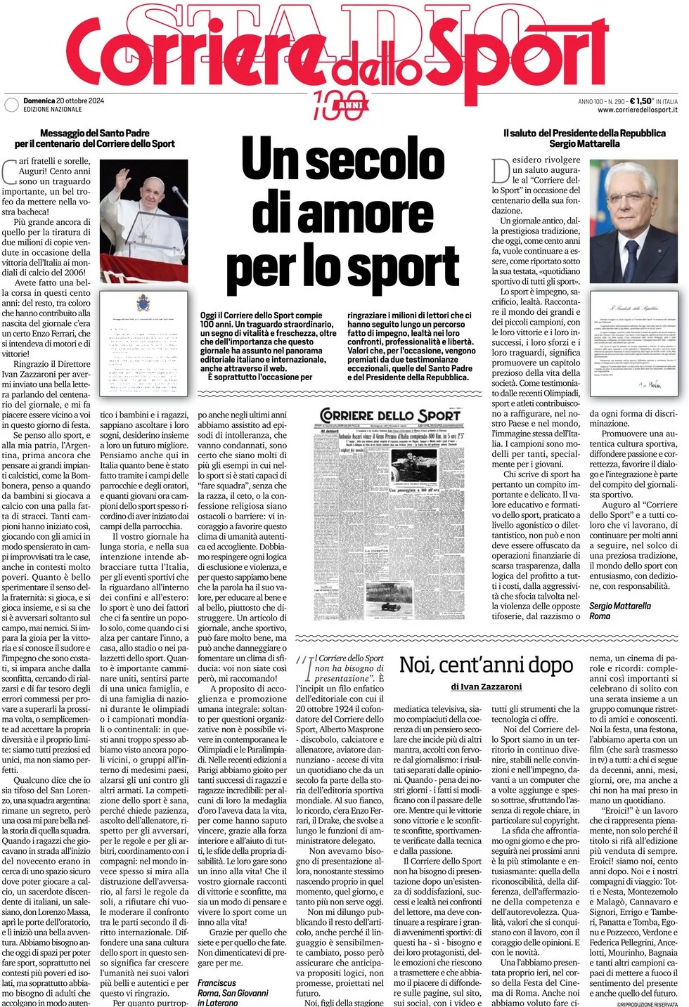 anteprima della prima pagina di corriere-dello-sport del 20/10/2024
