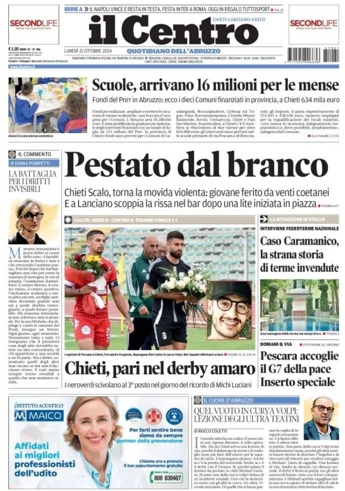 anteprima della prima pagina di il-centro-chieti del 21/10/2024