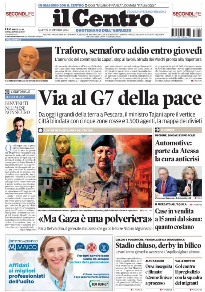 anteprima della prima pagina di il-centro-laquila del 22/10/2024