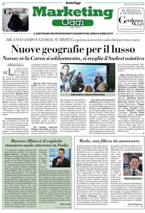 anteprima della prima pagina di marketing-oggi del 23/10/2024