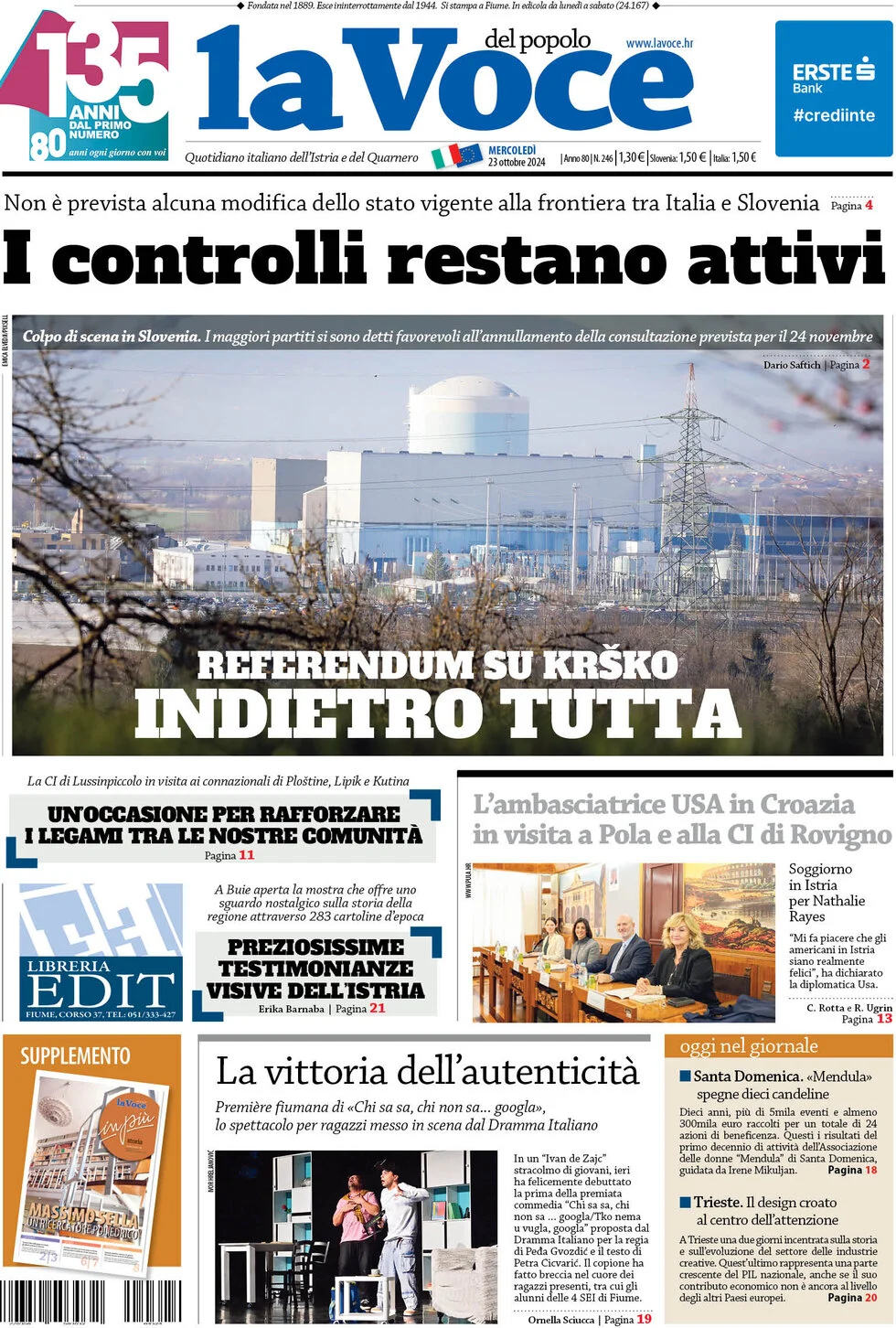 anteprima della prima pagina di la-voce-del-popolo del 23/10/2024