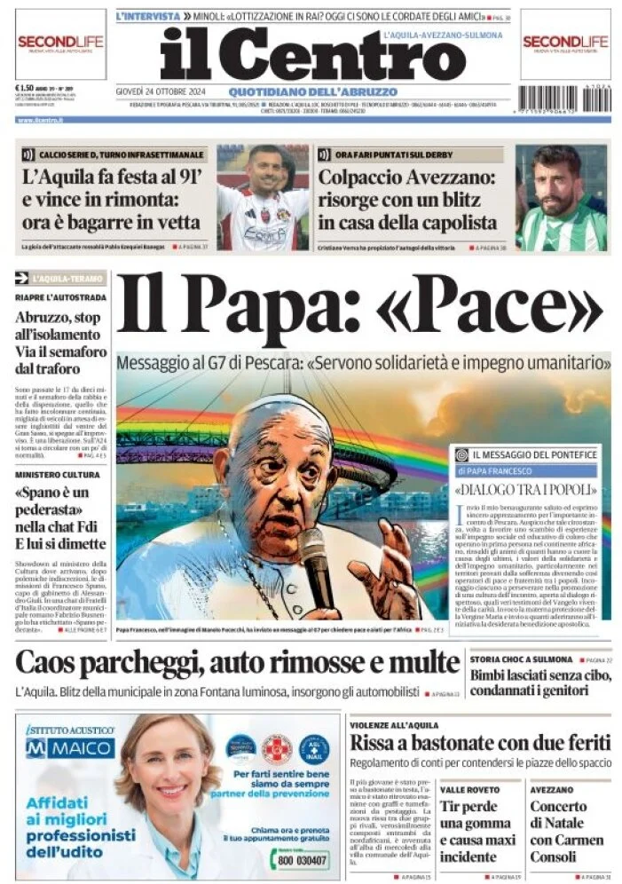 anteprima della prima pagina di il-centro-laquila del 24/10/2024