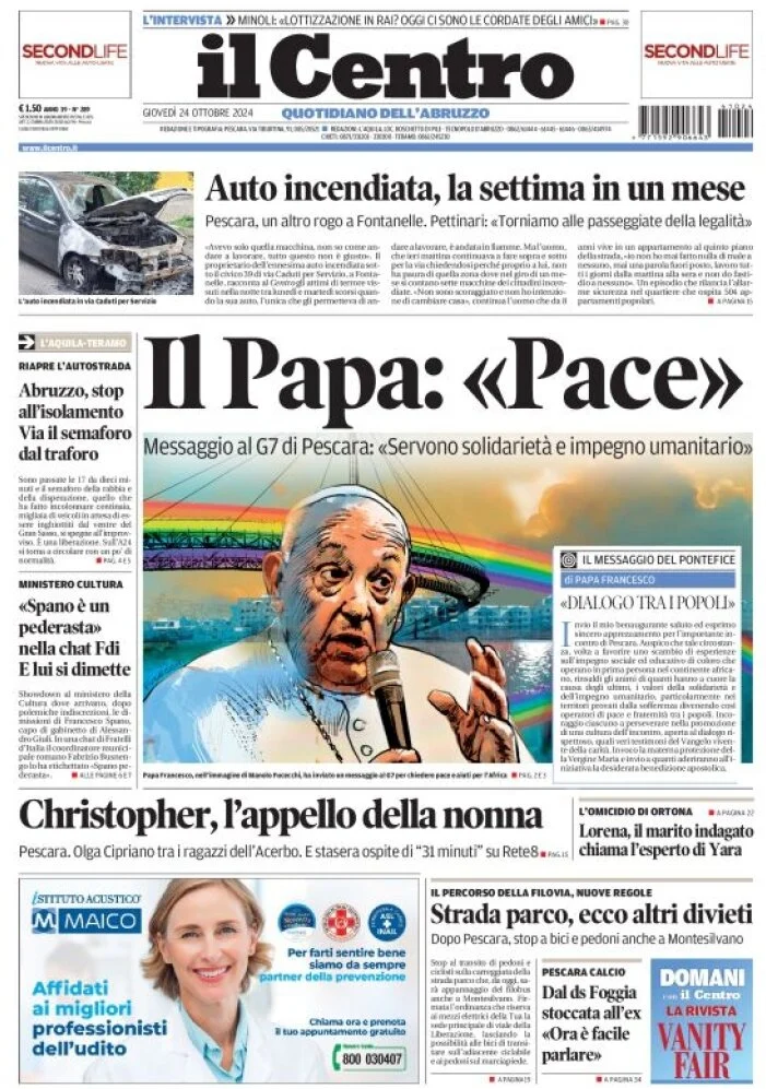 anteprima della prima pagina di il-centro-pescara del 24/10/2024