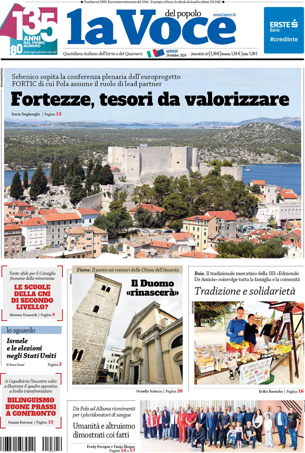 anteprima della prima pagina di la-voce-del-popolo del 24/10/2024