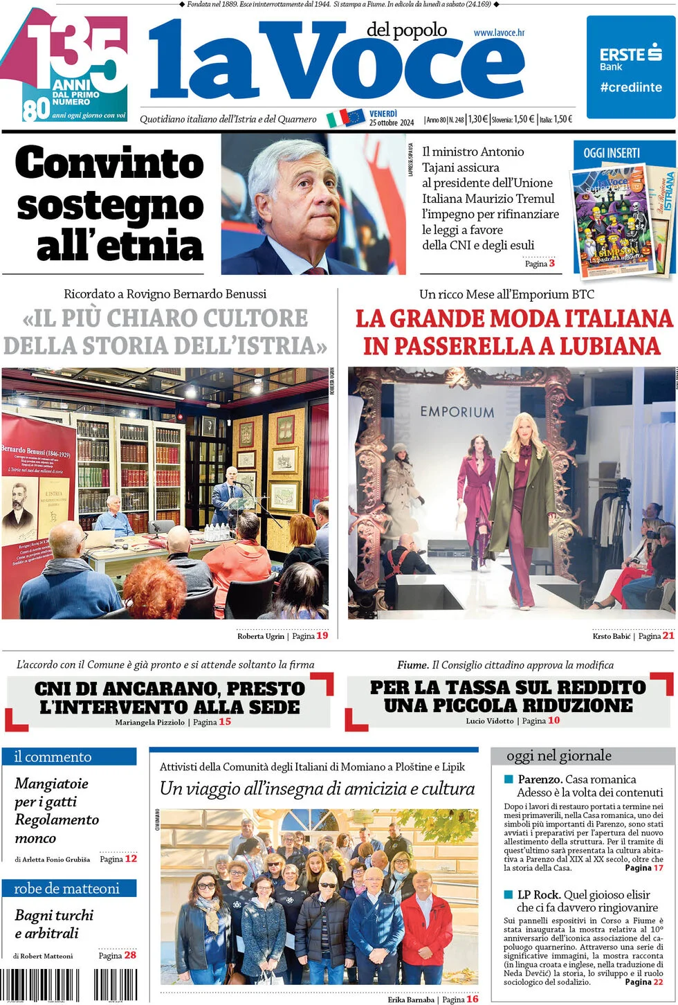 anteprima della prima pagina di la-voce-del-popolo del 25/10/2024