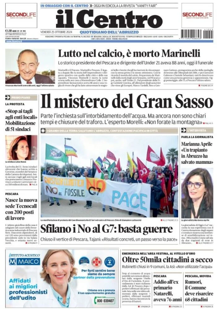 anteprima della prima pagina di il-centro-pescara del 25/10/2024