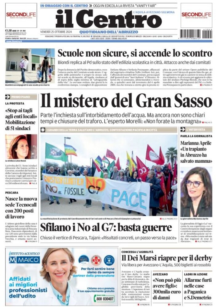 anteprima della prima pagina di il-centro-laquila del 25/10/2024