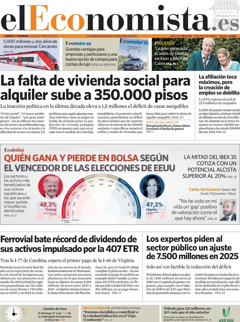 anteprima della prima pagina di el-economista del 26/10/2024