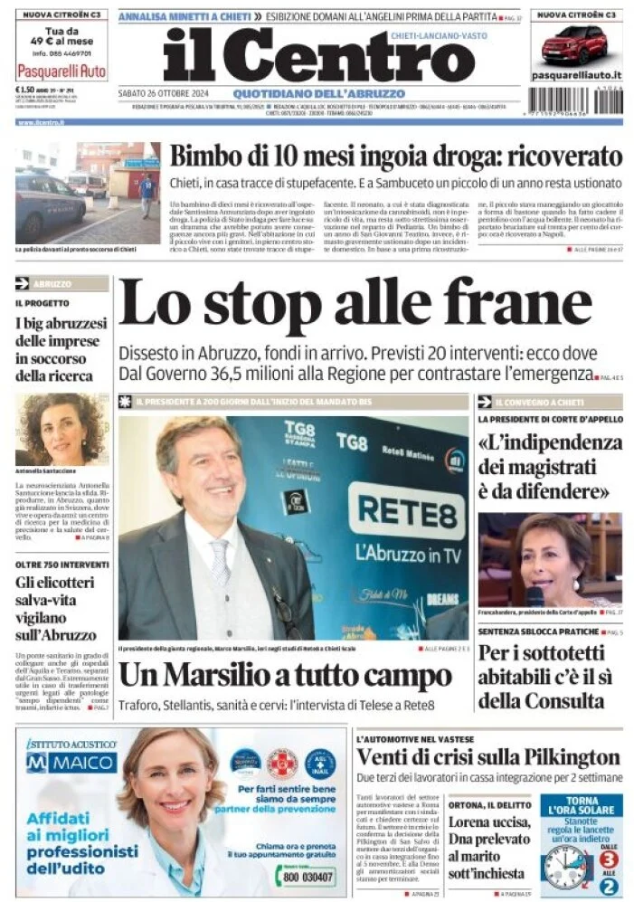 anteprima della prima pagina di il-centro-chieti del 26/10/2024